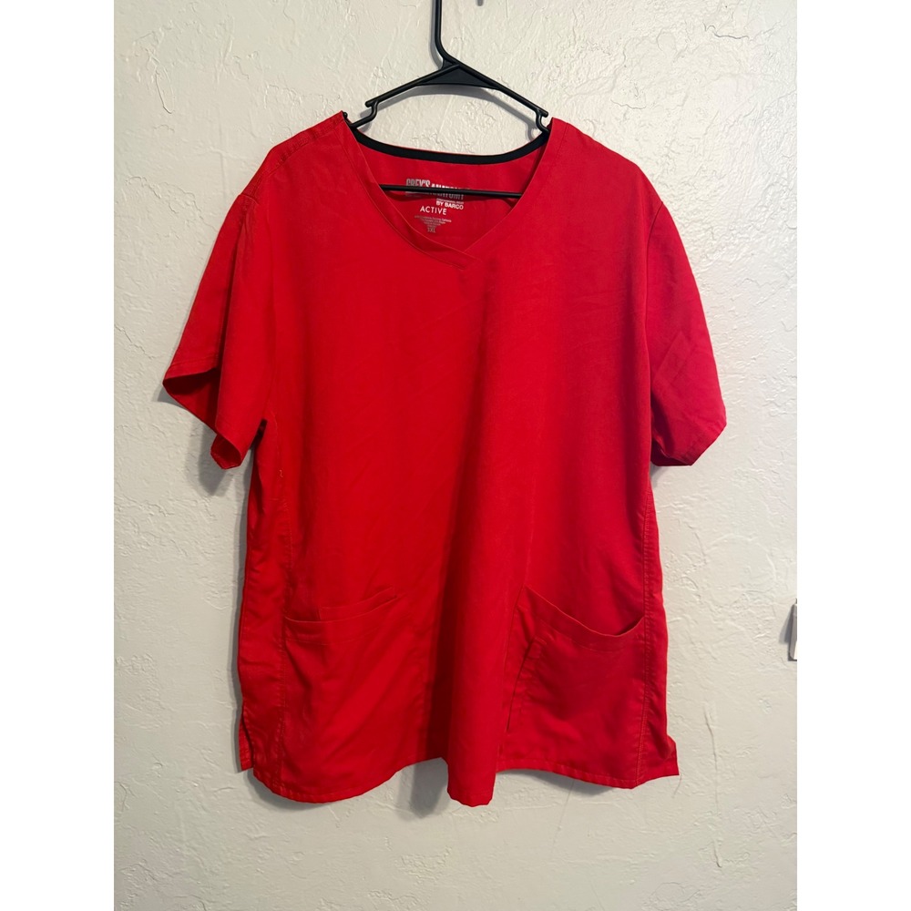 Greys Anatomy Active by Barco Red Scrub Top V-Neck Medical Uniform 3XL Women
